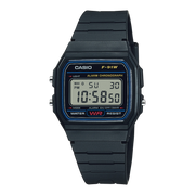 Casio Vintage F-91W-1YEG - bracciale, cassa e quadrante